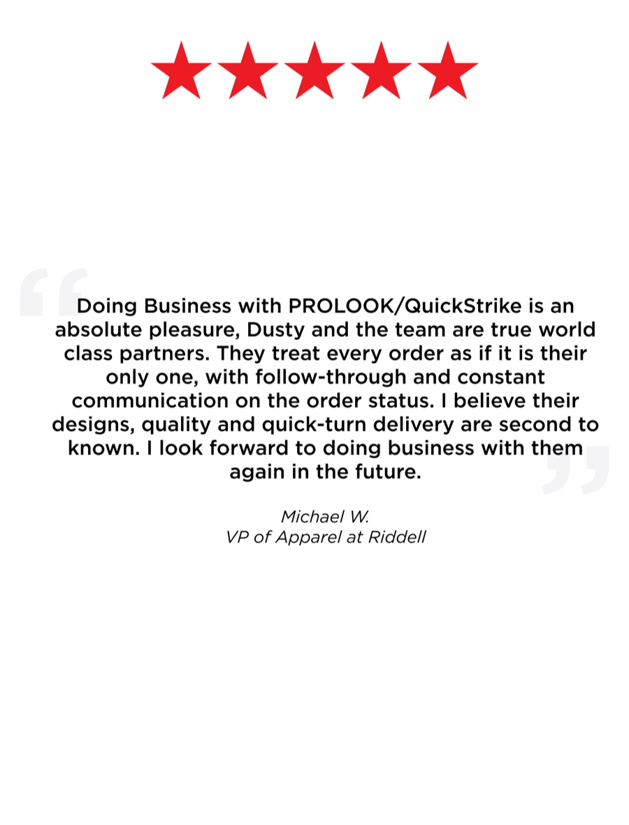Customer review: Michael W., VP of Apparel at Riddell