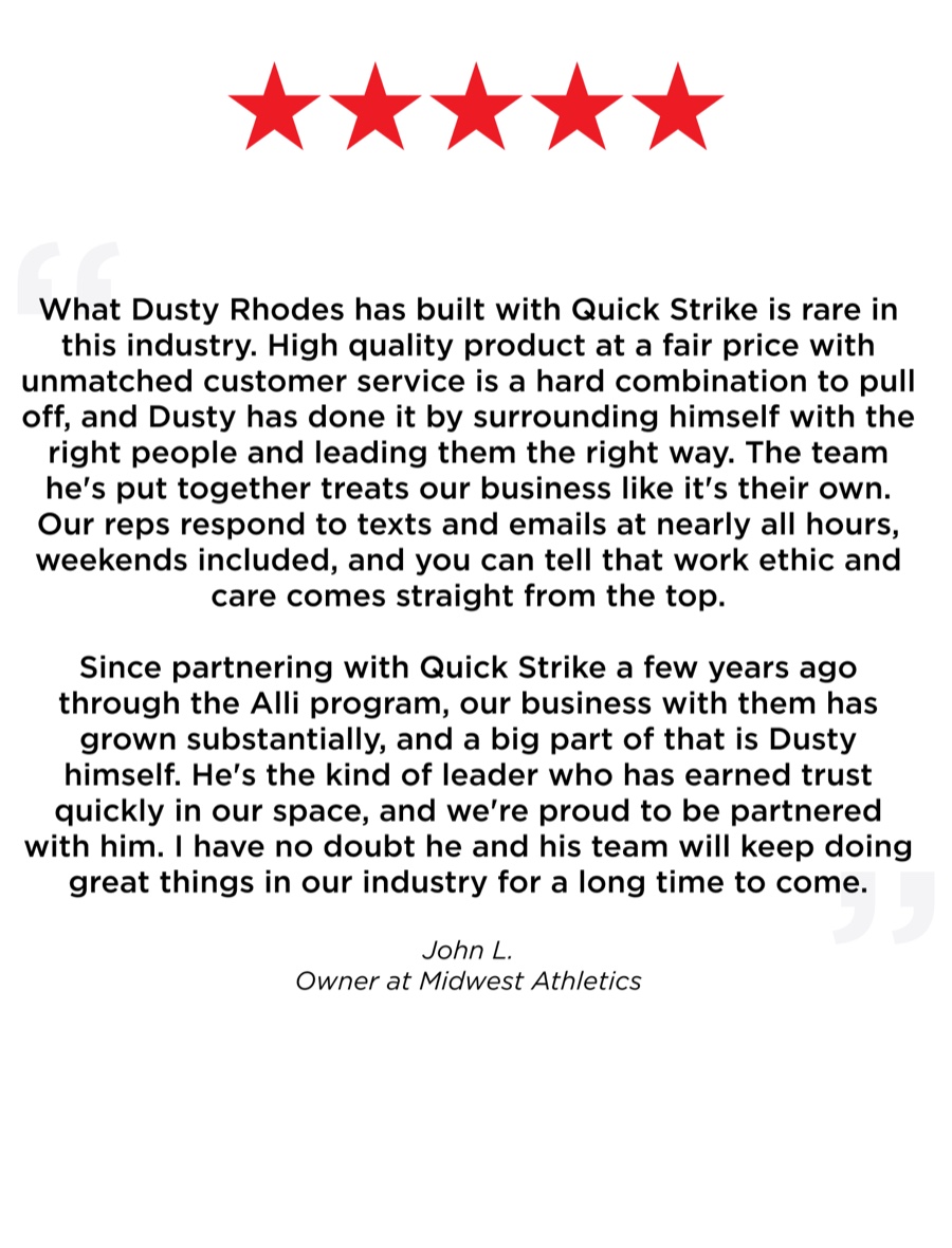 Customer review: John L., Owner at Midwest Athletics